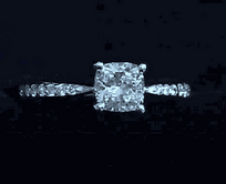 “Chunky” Cushion Cut Diamond with Pave Ring Band