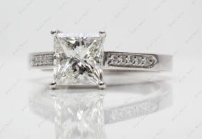 Platinum Single Claw Prong Pave Set Princess Diamond Engagement Ring