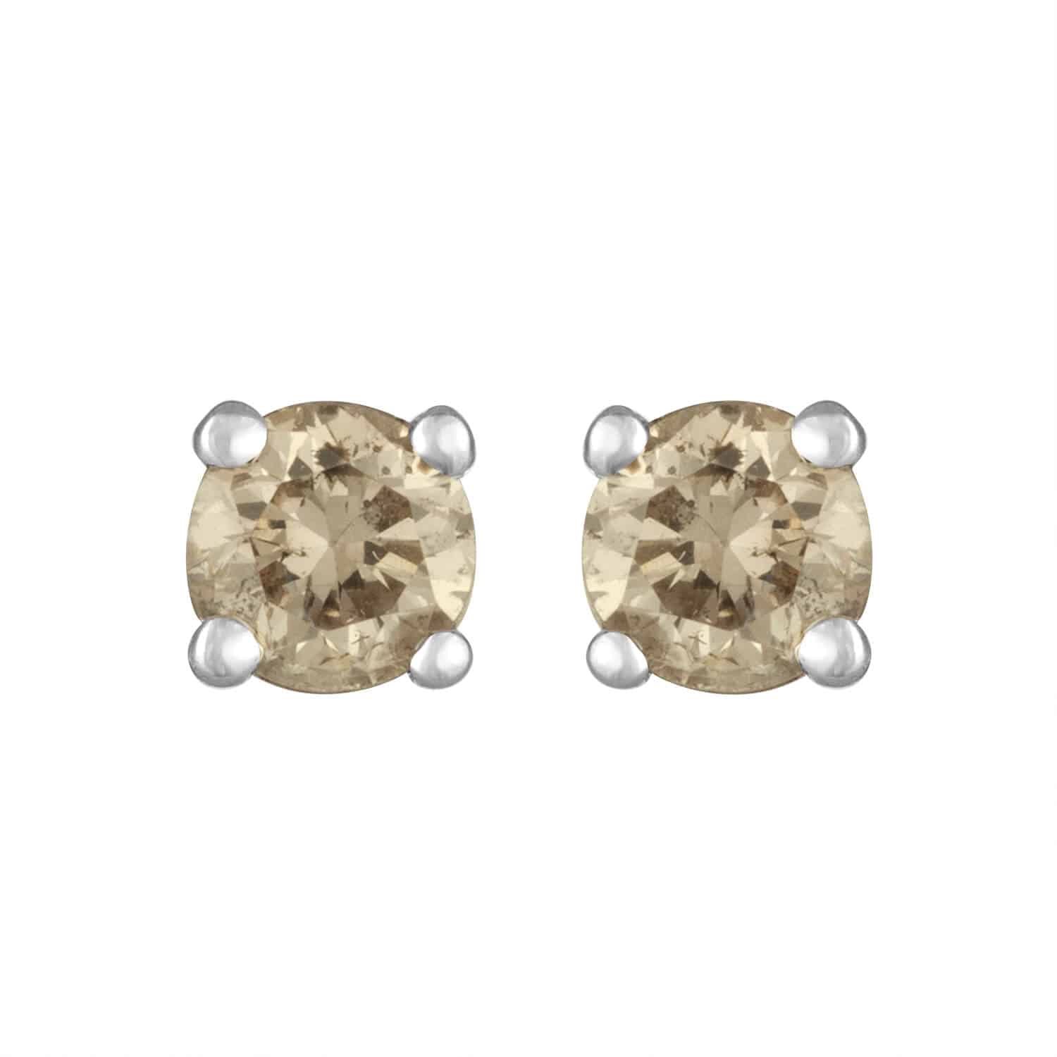 Diamond Stud Earrings Pair Solitaire Gold 14K 585 Studs 2 Diamonds 0,20ct VS G-H 