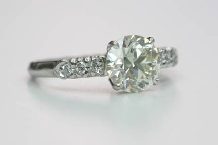 1.55 M VS Old European Cut diamond Platinum Mounting Circa 190 8800.00