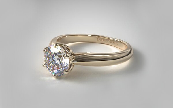 modern tulip diamond ring set in 14k yellow gold