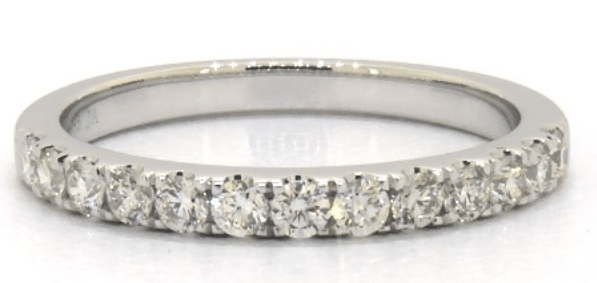 14 K ORO BIANCO MICRO PAVIMENTA ANELLO DI CERIMONIA NUZIALE DEL DIAMANTE 