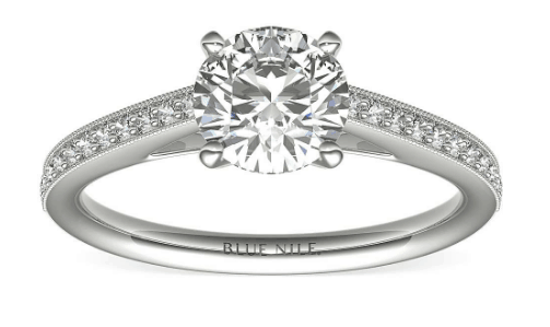 Channel Set with Melee diamonds Engagement Ring