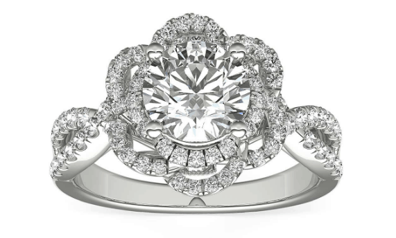 Floral Twist Diamond Engagement Ring