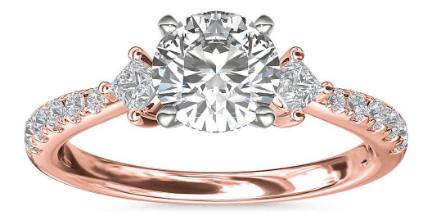 East-West Sidestone and Pavé Diamond Engagement Ring
