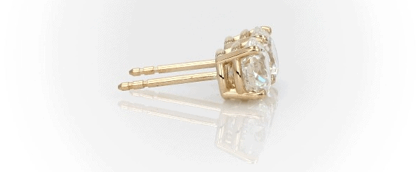14K Yellow Gold Diamond Stud Earrings