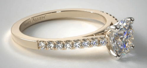 Petite Cathedral Diamond Engagement Ring 