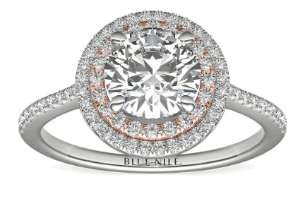 Two-Tone Petite Double Halo Engagement Ring 
