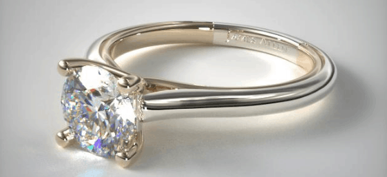 Two-Tone Comfort-Fit Modern Twisted Solitaire Engagement Ring