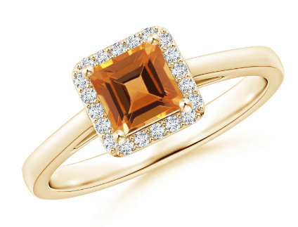 Citrine Halo Ring 