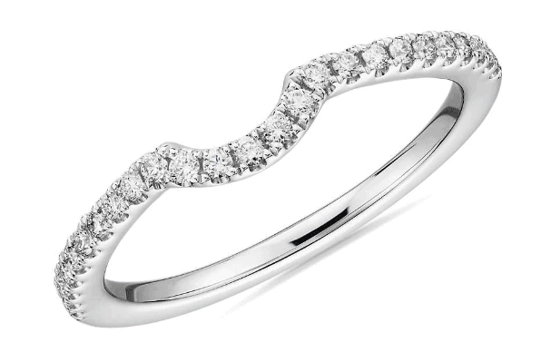 Curved Pavé Diamond Wedding Ring