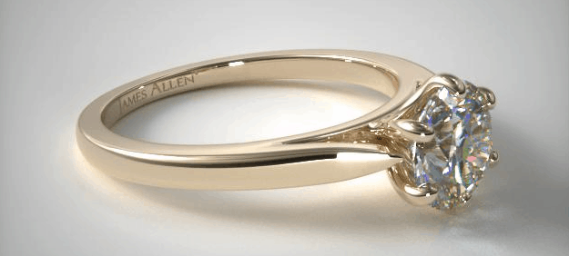 Yellow Gold Flower Solitaire Engagement Ring