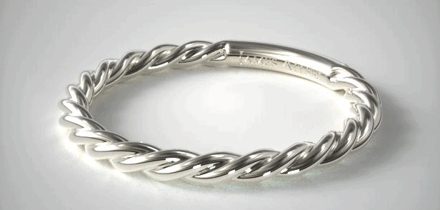 14K White Gold Cabled Wedding Ring