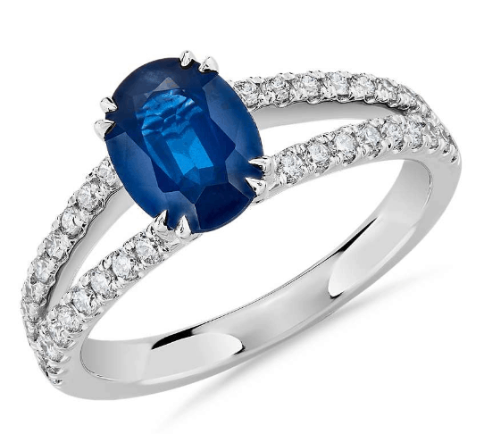 Gemstone Blue Sapphire Natural Blue Sapphire Silver Ring, Details about   Engagement Ring 