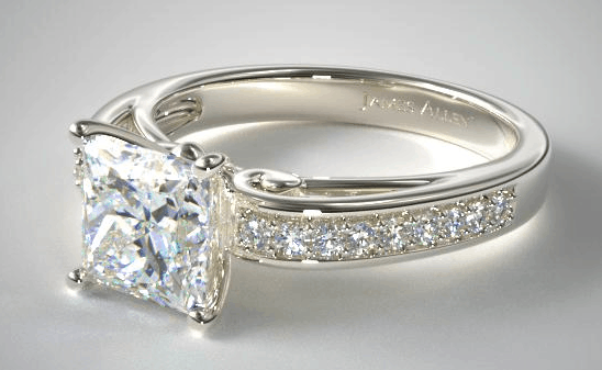 Arched Scroll Diamond Engagement Ring