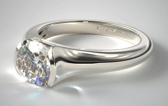 Tapered Half Bezel Engagement Ring