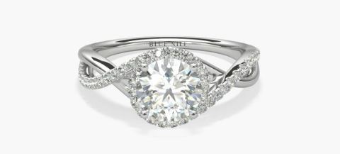 Twisted Halo Diamond Engagement Ring