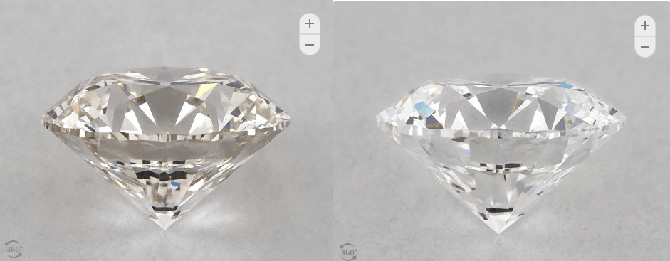 D-J round diamond side comparison