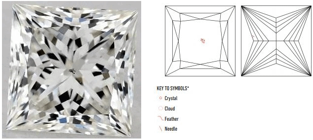 inclusion plot for vs2 princess cut diamond