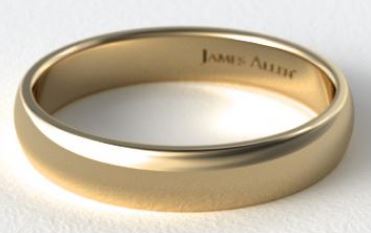 Yellow gold mens Comfort Fit Wedding Ring