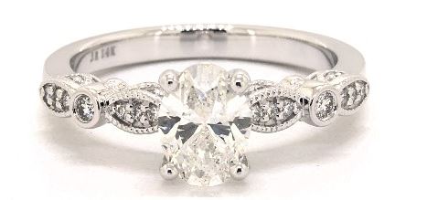 Vintage Oval 1 Carat Engagement Ring in 14K White Gold from James Allen