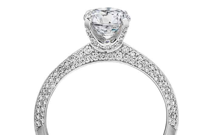 20000 engagement ring Micropave Collection Blue NIle setting