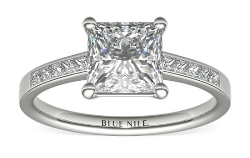 Channel Princess cut diamond ring