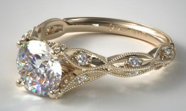 Milgrain Navette Engagement Ring