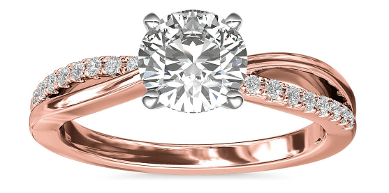 Round Cut diamond Pave Engagement Ring