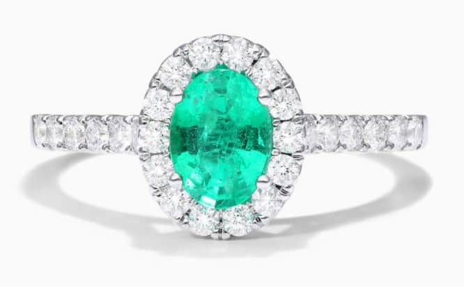 Oval Halo Emerald And Diamond Ring