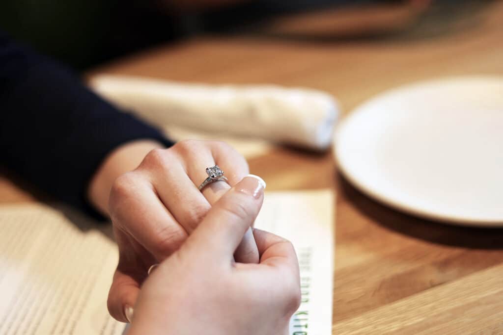 2 Carat Asscher in a Petite Milgrain Diamond Engagement Ring