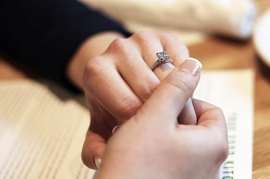 asscher cut diamond in a pavé setting