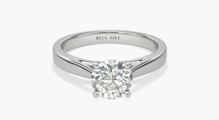 Tapered Cathedral Solitaire Engagement Ring