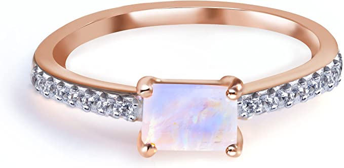 Moonstone rose gold engagement ring
