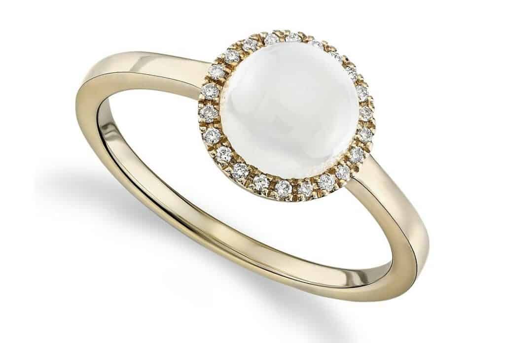 White Moonstone Cabochon Ring