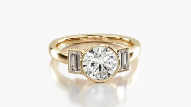 Bezel Straight Baguette Three Stone Engagement Ring