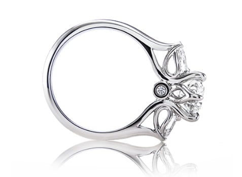 Athena Three stone engagement ring setting with Small Flourishes