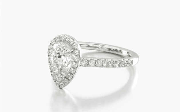 Pavé Halo teardrop Diamond Engagement Ring