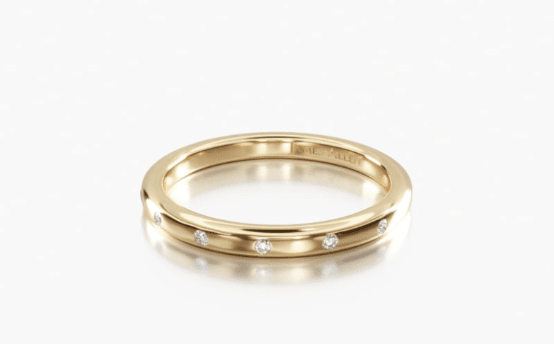 18K yellow gold accent diamond wedding band