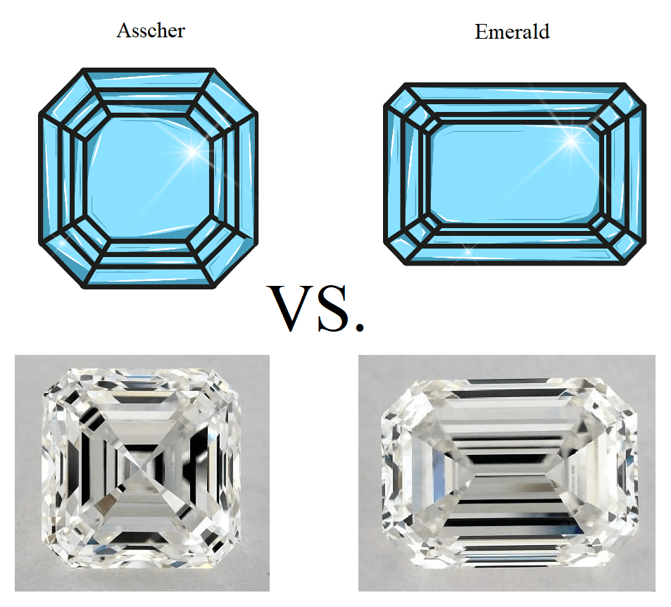 asscher vs. emerlad cut diamond