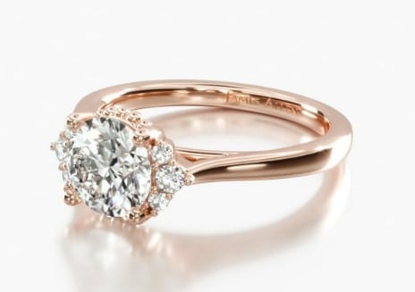 rose gold setting with accent diamonds