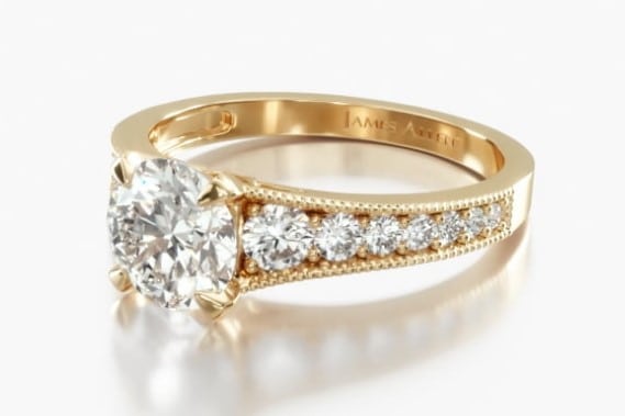 Yellow Gold Reverse Taper Milgrain Diamond Ring from James Allen