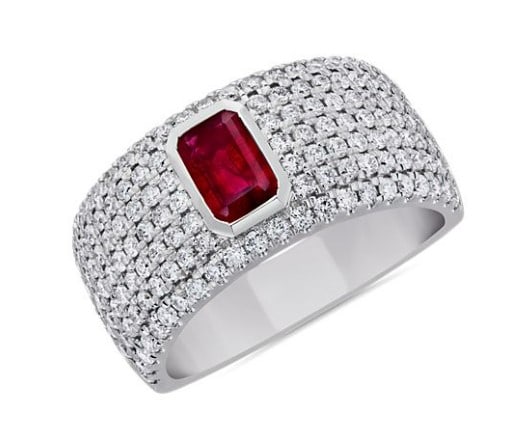 Bezel Set Ruby Pavé diamond Ring