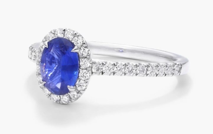 Sapphire and Micropavé Diamond Halo Ring