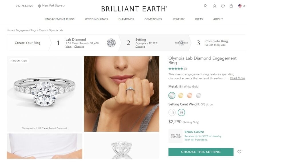 Pave setting with lab-grown diamonds from Briliant Earth