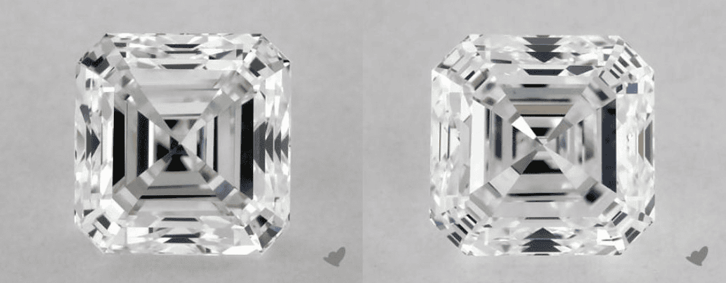D-G color asscher cut comparison 