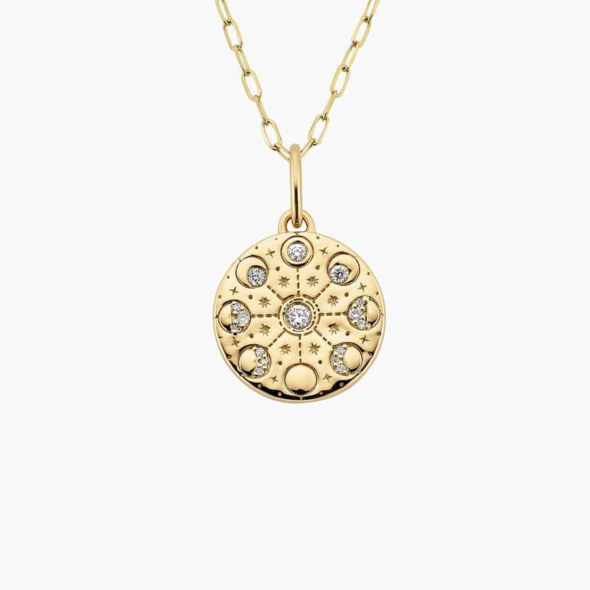 Engravable To the Moon Diamond Medallion Necklace