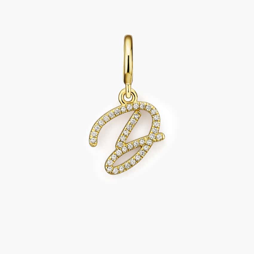 Cursive Diamond Initial Charm